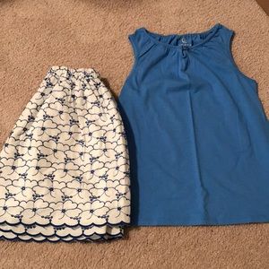 Lands End kids skirt and tank set- 5/6